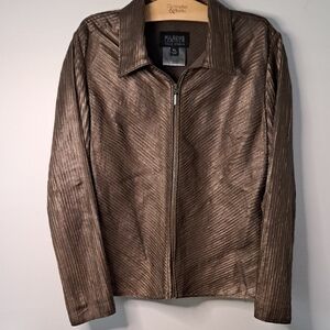 Vintage Wilsons Leather Metallic Brown Zip-Up Jacket